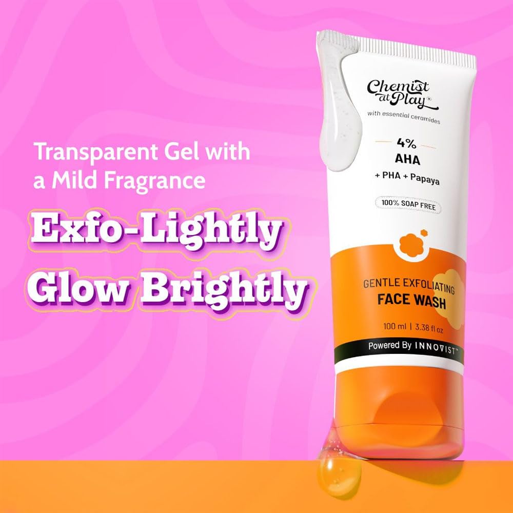 Chemist At Play Gentle Exfoliating Face Wash for Daily Use | Tan Removal & Instant Glow | Oily, Dry & Combination Skin | For Men & Women | 100 ml