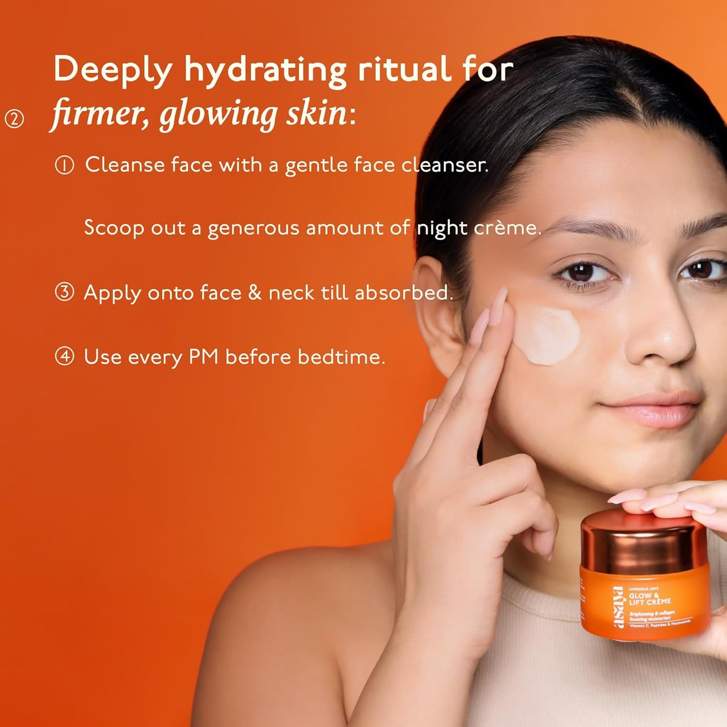 Asaya Vitamin C Moisturizer | Hydrating & Brightening Face Cream | With Niacinamide, Peptides & Hyaluronic Acid | 50g
