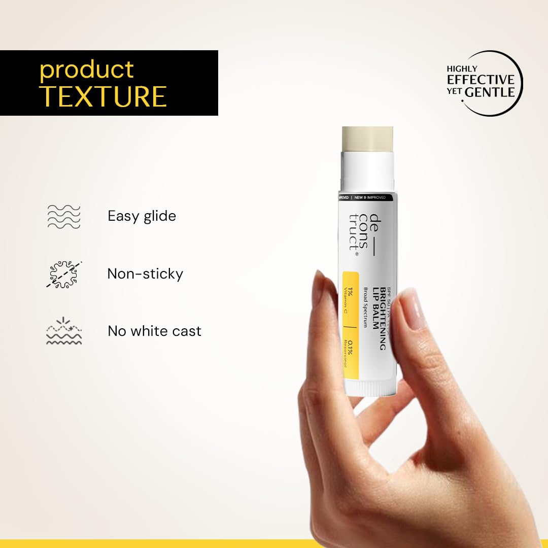 Deconstruct Brightening Lip Balm for Dark Lips | SPF 50 | Vitamin C & Resorcinol | Brightens Dark Lips & Evens Lip Tone | Vitamin E & Murumuru Butter | 4.2g