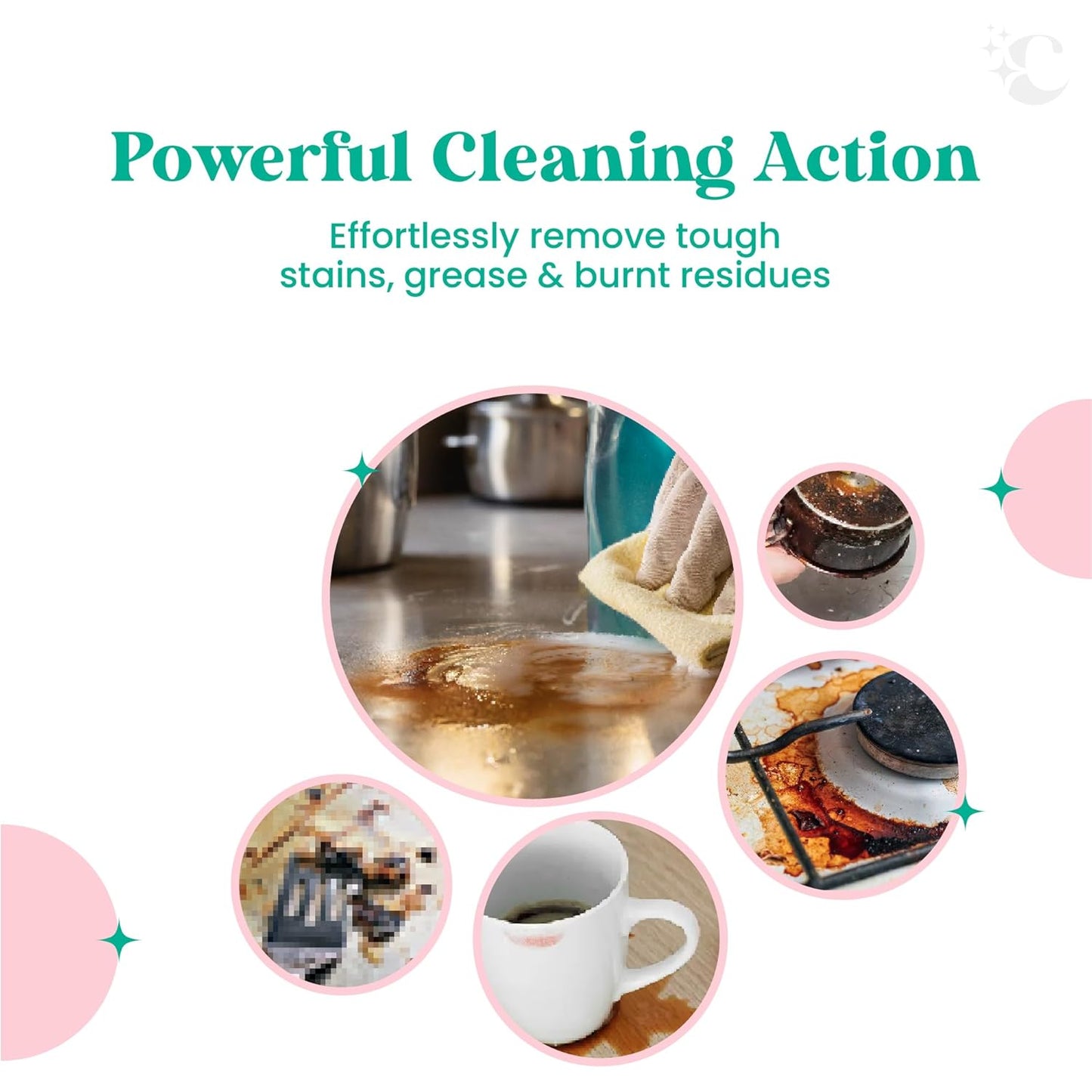 Cleevo Kitchen Cleaner Spray 1L Bottle Pack (2 Sachets makes 1 Litre)|Powder to Liquid | | Non-Toxic Degreaser for Gas Stove, Chimney & Countertop | Surface Cleaner (Lilly)