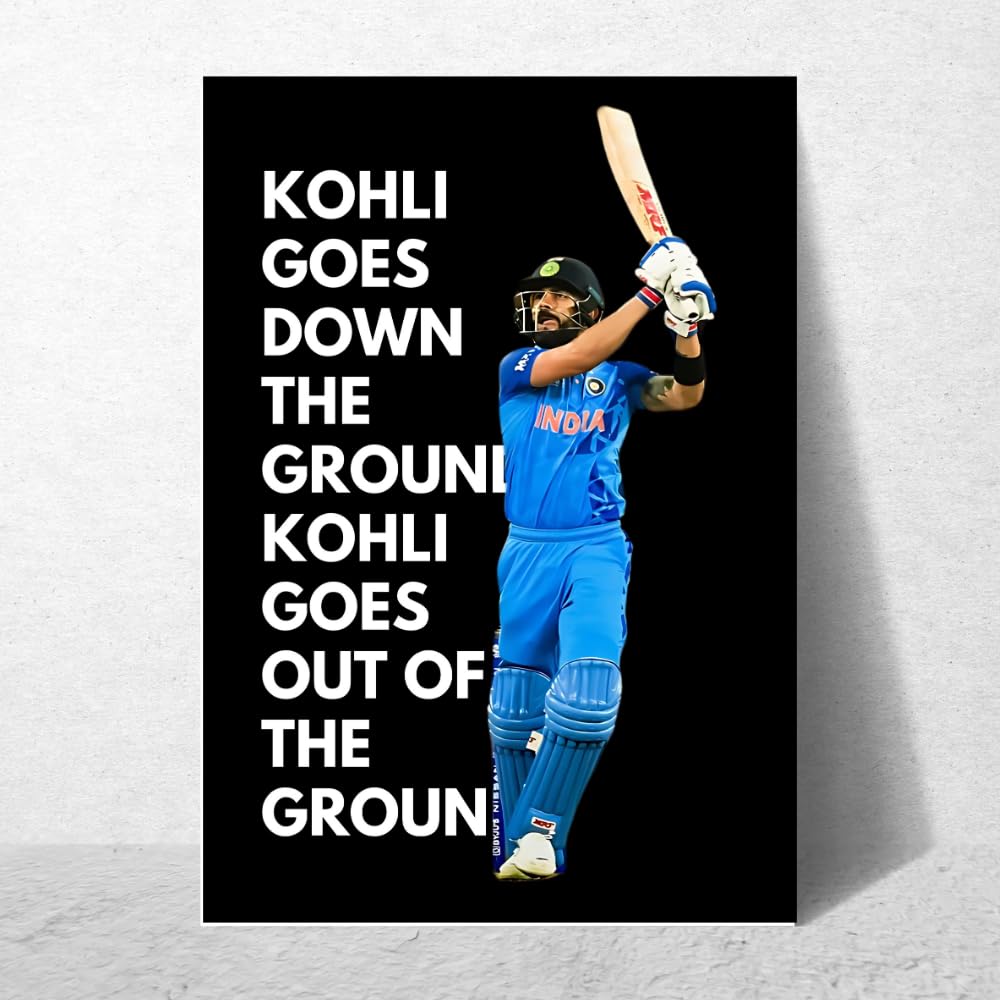 Cricketer Virat Kohli Poster Cricket Players Motivational Poster, Player King Kohli poster For wall decor, room decoration home bedroom living room Paintings Hostel Boys Ideal For Cricket Fans