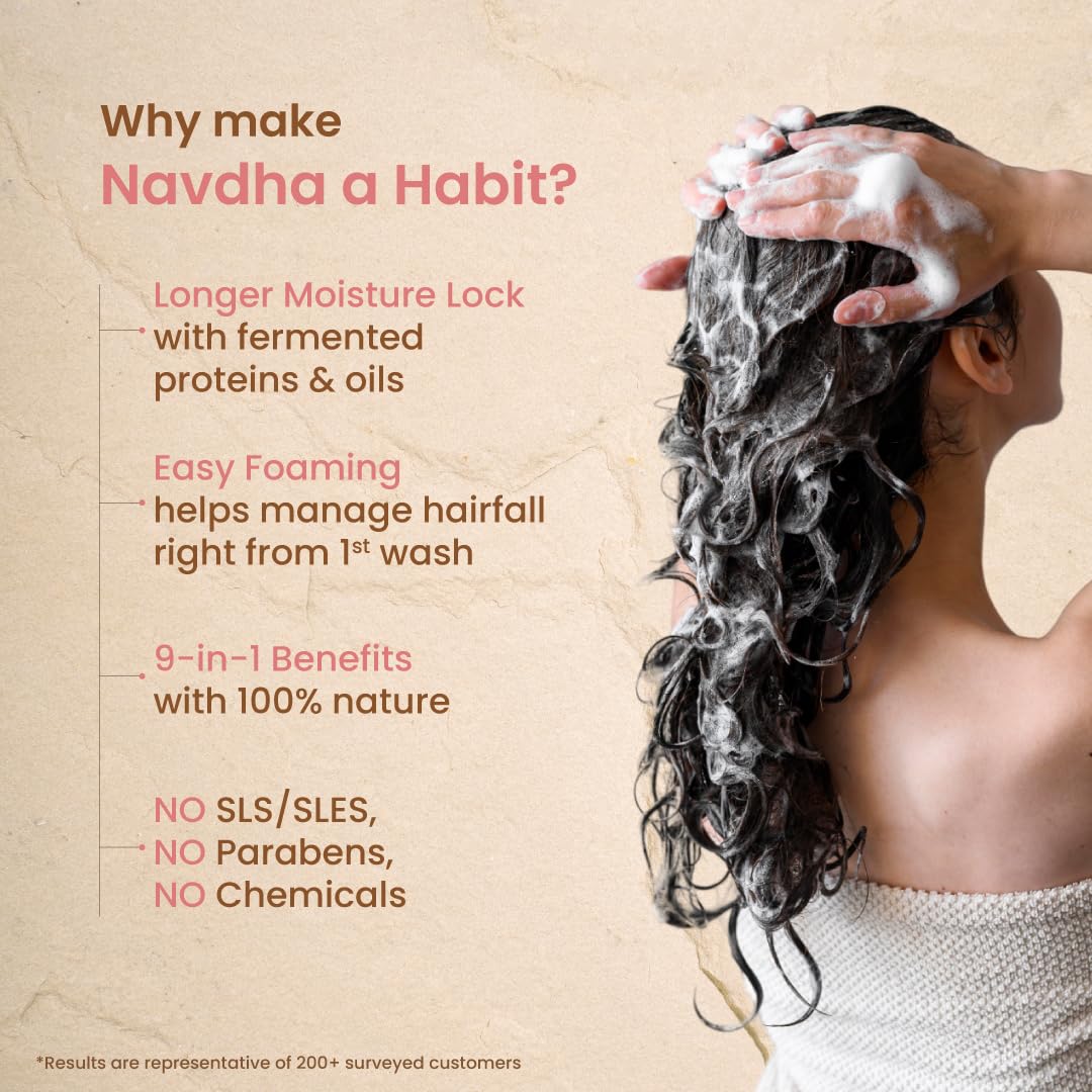 Nat Habit Hibiscus Navdha Shampoo & Conditioner Combo with Reetha, Amla & Castor for Women & Men Dry & Frizzy Hair | Hair Growth & Hair Fall, 72 Hr Frizz Control, Long & Shiny Hair | Sulphate-Free