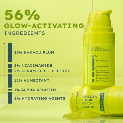 Hyphen Brightening Face Serum with 5% Niacinamide, 1% Alpha Arbutin & 25% Kakadu Plum | 20X Vitamin C for Glowing Winter Skin | All Skin Types – 30ml