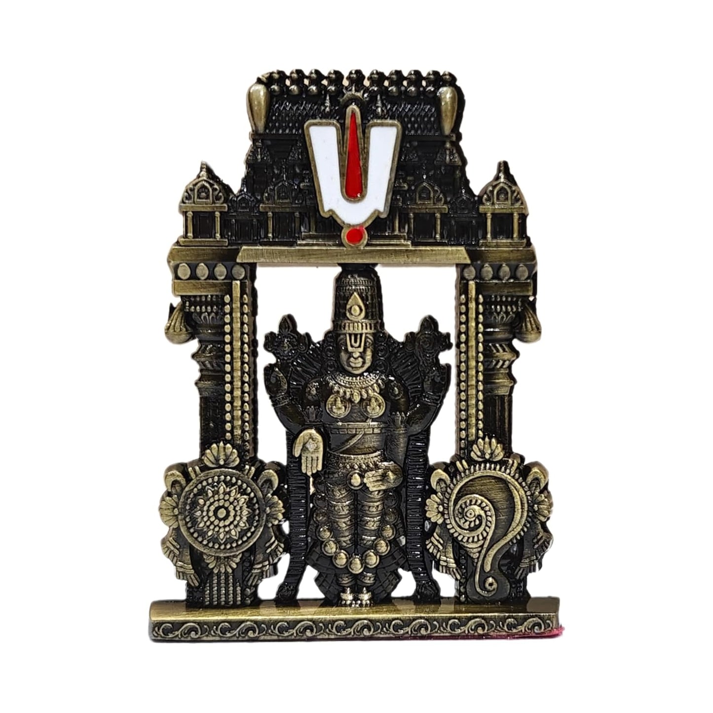 anciently Tirupati Balaji Idol for Car Dashboard | Venkateswara Idol for Car Dashboard Design 3, Metal, 1 Piece (Brass Colour)