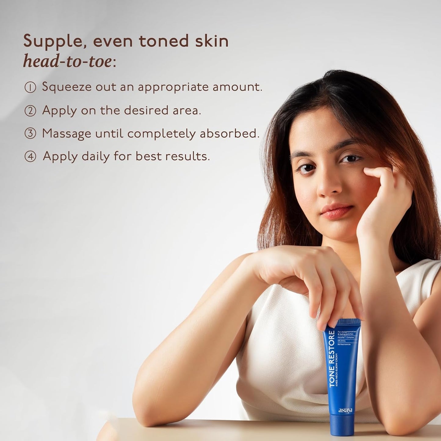 Asaya Tone Restore | Advanced Pigmentation Cream with MelaMe™ Complex | Anti-Pigmentation Cream for Women & Men for Dark Neck, Knees & Elbows | 50 g