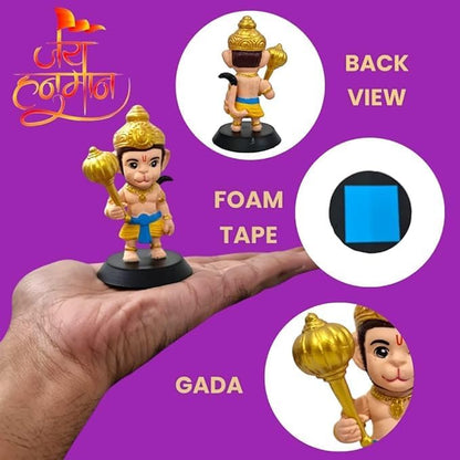 Cute Bal Hanuman Idol | Baby Hanuman Figurine with Gada | Decorative Dashboard, Car, Temple Showpiece | Devotional Gift for Home & Office (Lord_Hanuman_Idol)