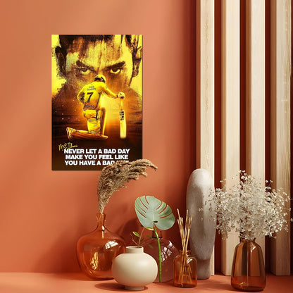 Dhoni Poster for Motivation | Ms Dhoni Quotes Sticker | Dhoni Posters for Wall | Dhoni 7 Sticker | CSK Wall Poster | Dhoni Stickers | Thala Dhoni Posters for Bedroom, Living Room Decoration