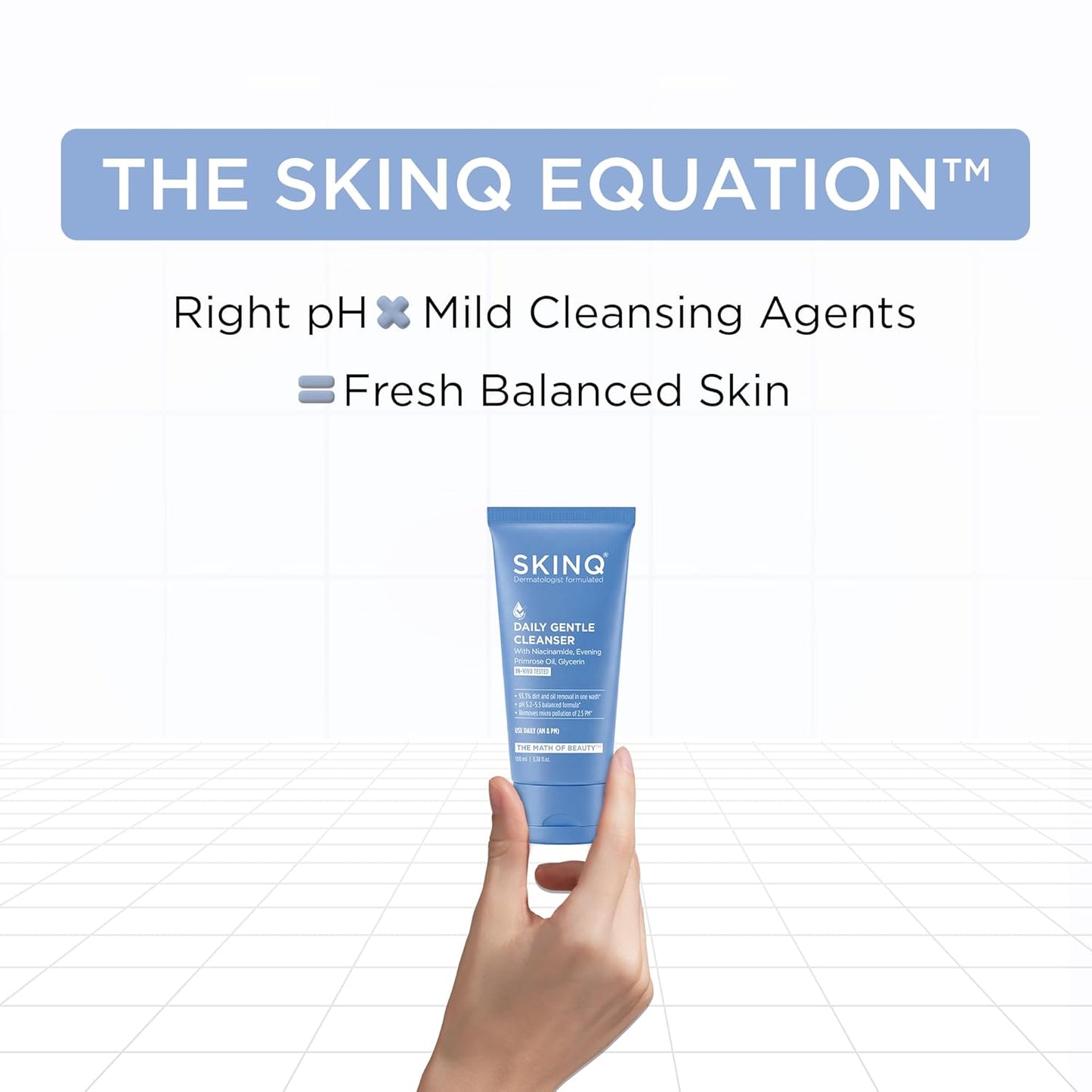 SkinQ Daily Gentle Cleanser for All Skin Types with Niacinamide & Glycerine 100ml | Hydrating Facewash for Men & Women to enhance Skin Texture, Exfoliation & Deep Cleansing | Helps remove Excess Oil