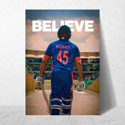 Cricketer Rohit Sharma Poster Cricket Players Motivational Poster, Players Photo posters For wall decor, room decoration home bedroom living room Paintings Hostel al For Cricket Fans