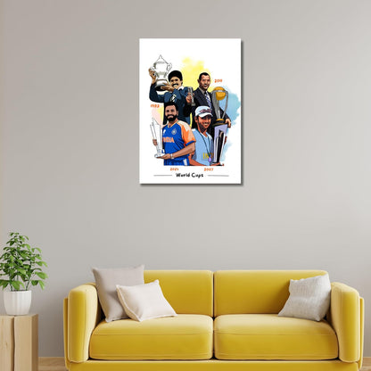 MS Dhoni Rohit Sharma KApil Dev Worldcup Winner Cricket Player, 12 x 18 Inch Unframed Poster For wall decoration home bedroom living room Paintings Hostel Boys Ideal For Cricket Fans