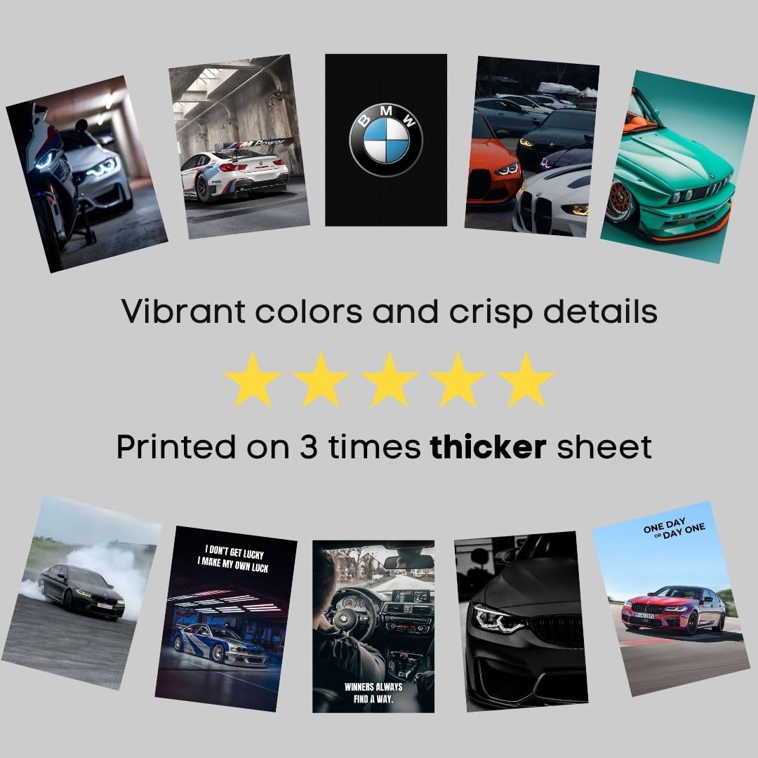 auraposter Paper BMW Car Posters (Set Of 40) Car Posters BMW M2, M3, M4, M5, M6 & M8 | (15 x10 cm) Sportscar Unframed Matt Laminated Poster