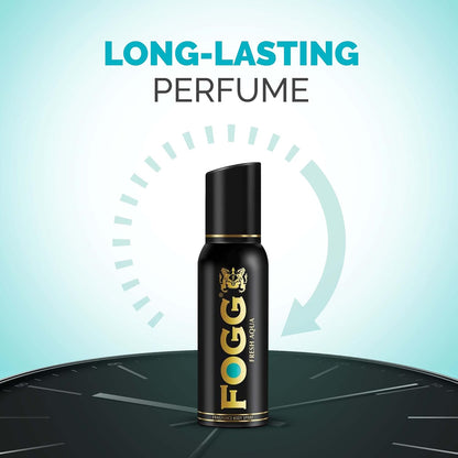 Fogg Fresh Aqua Premium No Gas Deodorant for Men, Long-Lasting Perfume Body Spray, 120 ml