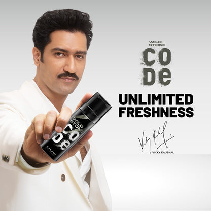 WILD STONE CODE Chrome Long Lasting No Gas Body Perfume For Men, 150Ml - Chrome, Spray