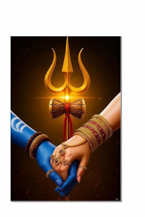 Hindu God Poster for Pooja Room and Home Temple 300 GSM Paper A3 Size, Self Adhesive Laminated Mahadev Wall Decor Poster