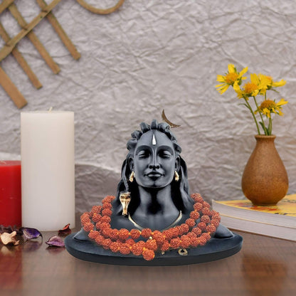 3 Inch Adiyogi Statue with Rudraksh Mala/Resin Car Dashboard Idols/Lord Shiva for Pooja/Mahadev Statues/Decorative Items for Home/Office(Black)
