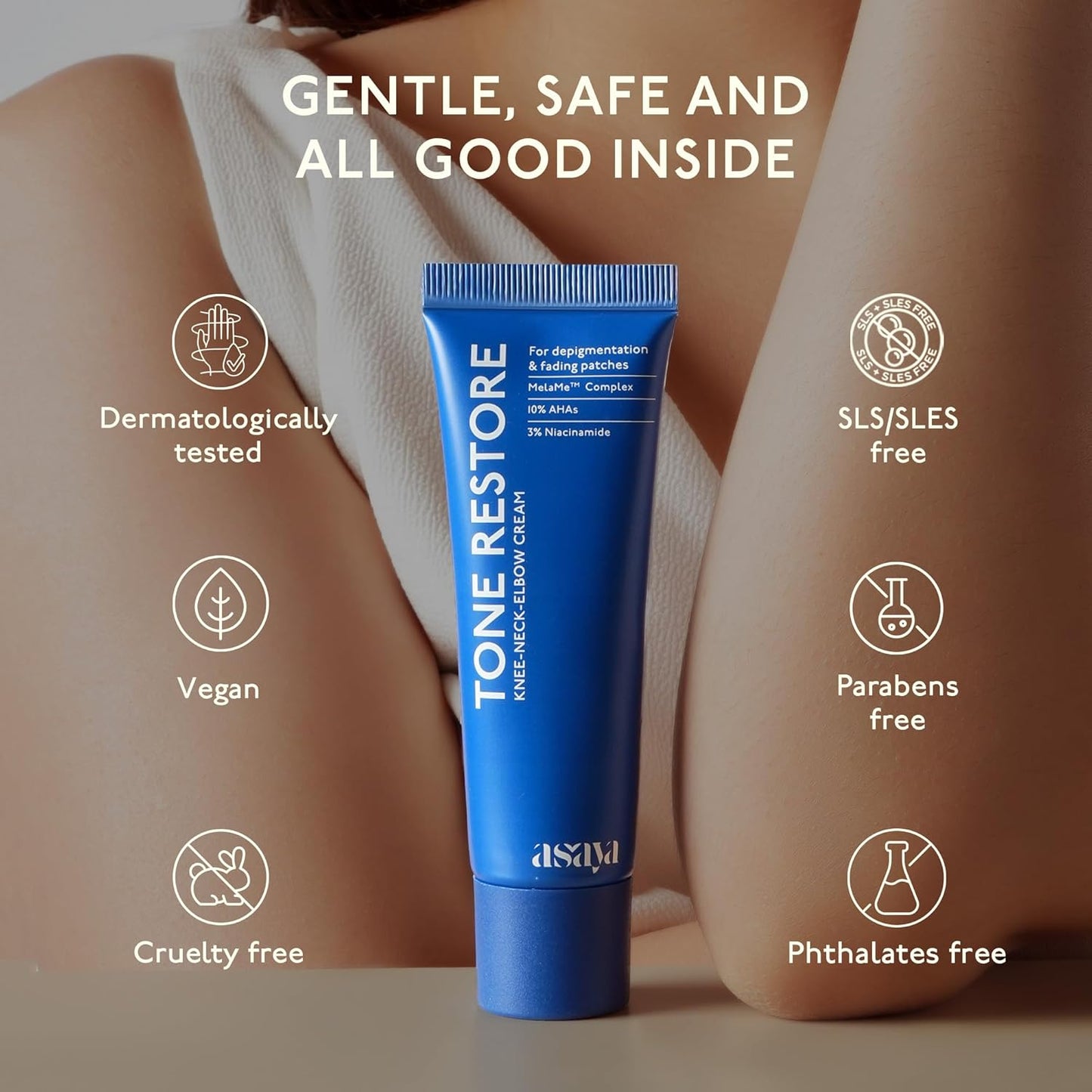 Asaya Tone Restore | Advanced Pigmentation Cream with MelaMe™ Complex | Anti-Pigmentation Cream for Women & Men for Dark Neck, Knees & Elbows | 50 g