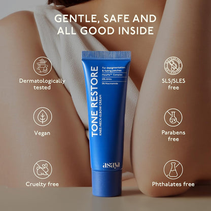 Asaya Tone Restore | Advanced Pigmentation Cream with MelaMe™ Complex | Anti-Pigmentation Cream for Women & Men for Dark Neck, Knees & Elbows | 50 g