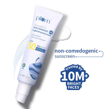 Plum SPF 50 PA++++ Sunscreen with 2% Niacinamide & Rice Water | 50g