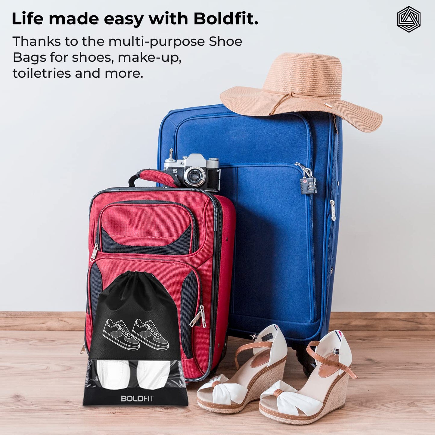 Boldfit Shoe Bag for Travel Bag- Pack of 6, Black