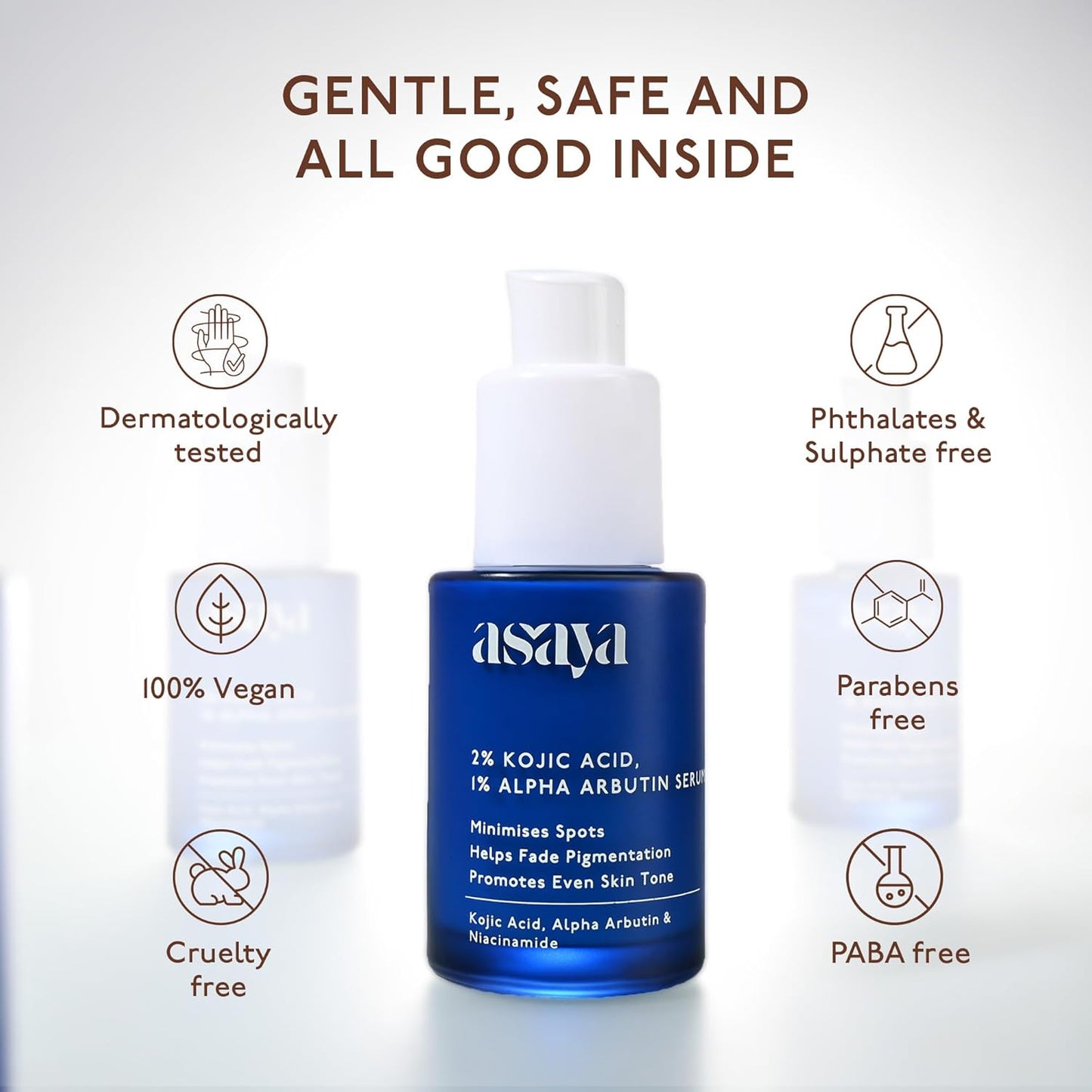 Asaya 2% Kojic Acid + 1% Alpha Arbutin Face Serum | Advanced Brightening & Pigmentation Correction | Lightweight Kojic Acid Serum for Even Tone & Radiant Skin | 30 ml