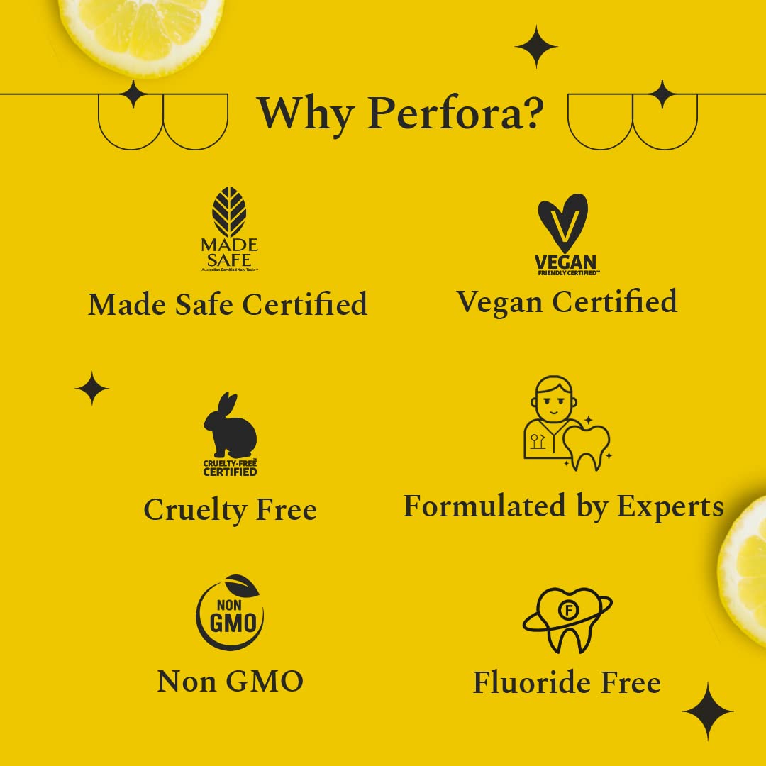 Perfora Awake Toothpaste - Lemon Mint, 300g (3x 100g) | Active Freshness Cavity Prevention | Vitamin Enriched SLS & Fluoride Free Tooth Paste |N-Ha For Teeth Remineralisation |Healthy Gums & Oral Care