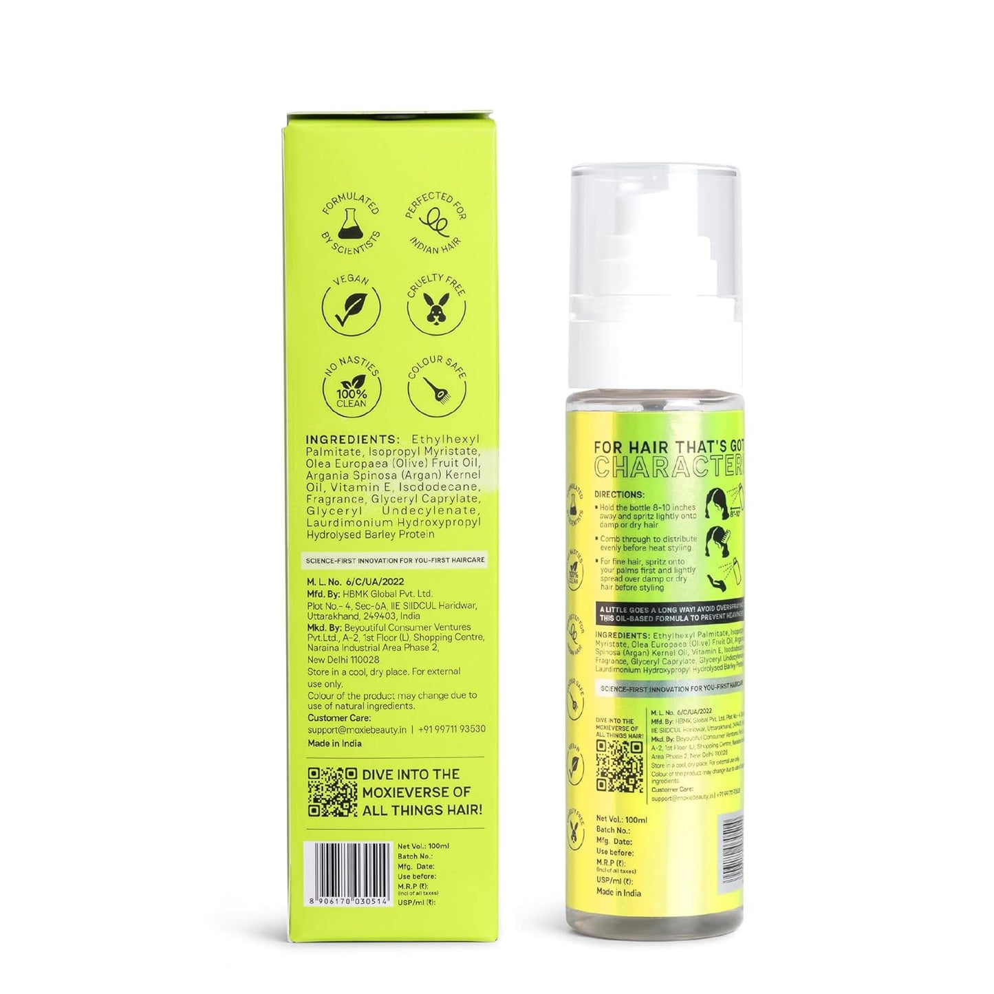 Moxie Beauty Firefighter Heat Protection Spray | Argan & Olive Oil Shield for Hair | Protects Up to 450 °F | 100ml