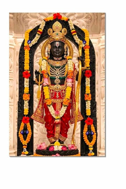 Hindu God Poster for Pooja Room and Home Temple 300 GSM Paper A3 Size, Self Adhesive Laminated Ram Lala Wall Decor Poster