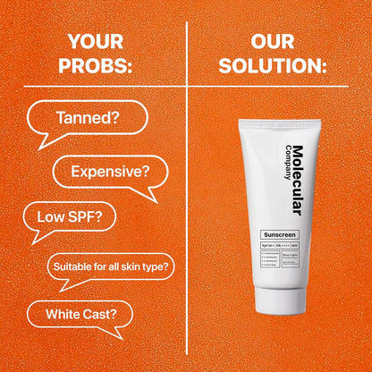 Molecular Company SPF 50+ Pa++++ | 5% Niacinamide | 3% Panthenol ( 2x More Hydrating than Hyaluronic Acid ) | 3% Lecorice 1% Birch Sap l Moisturising Gel Sunscreen ,For Oily, Dry, Sensitive, Combination, Dull, Acne Prone Skin| 50 G