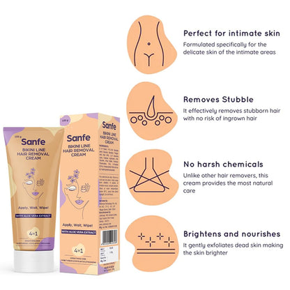 Sanfe Hair Removal Gel - 100ml with Aloe Vera & Coconut Extracts (Hair removal Cream 100 gm)