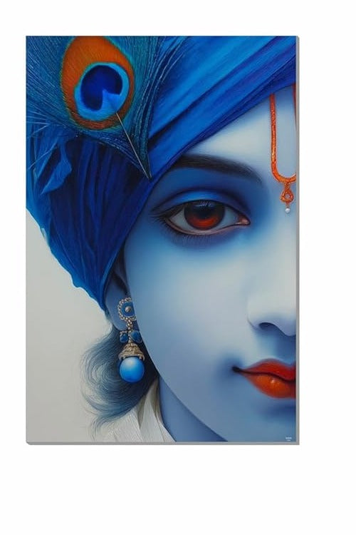 Hindu God Poster for Pooja Room and Home Temple 300 GSM Paper A3 Size, Self Adhesive Laminated Bal Krishna Wall Decor Poster