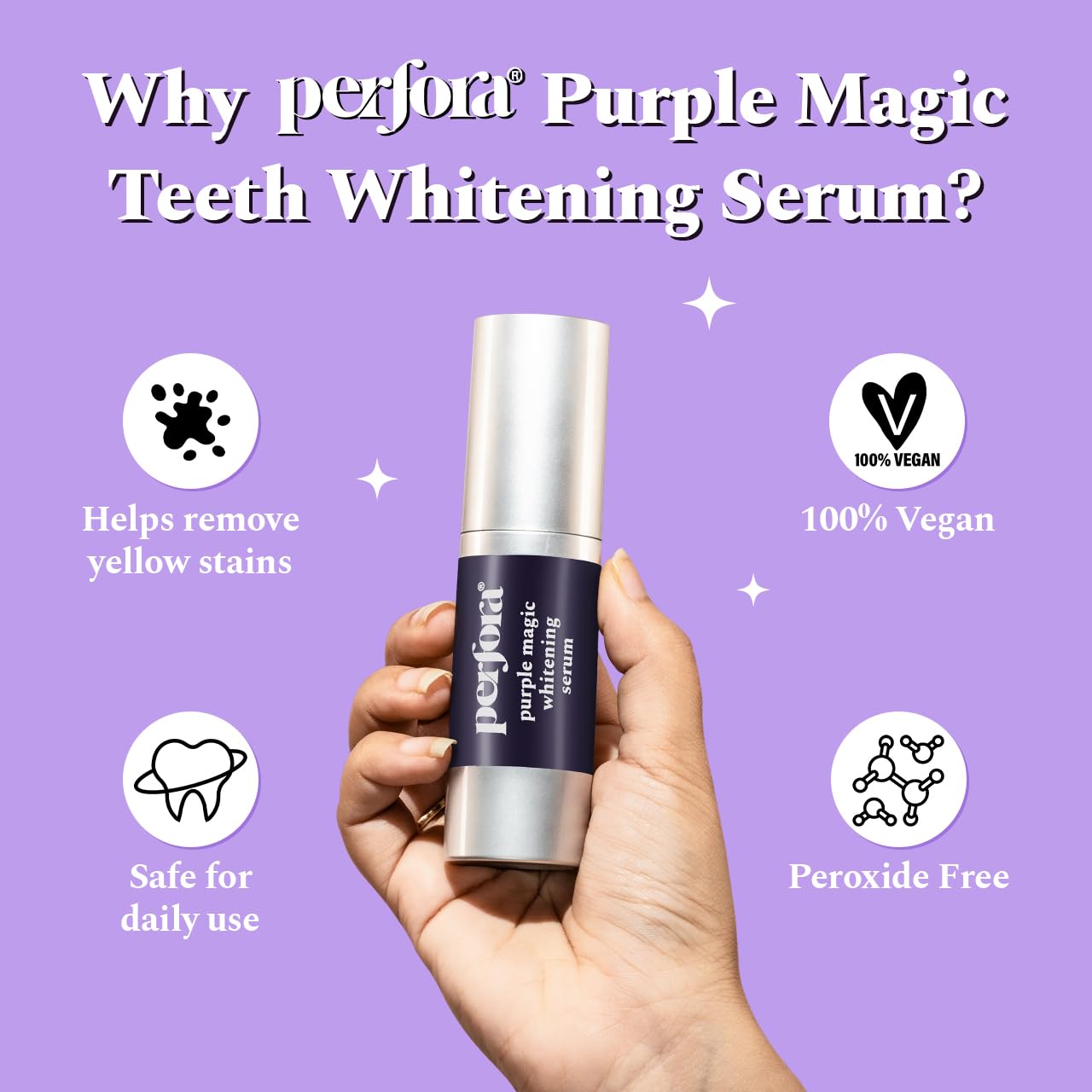 Perfora Teeth Whitening Mini Combo | Purple Serum & Dream White Toothpaste | SLS & Fluroide Free Tooth paste | N-Ha For Teeth Remineralisation | Enamel Safe & Effective Teeth Whitener Solution