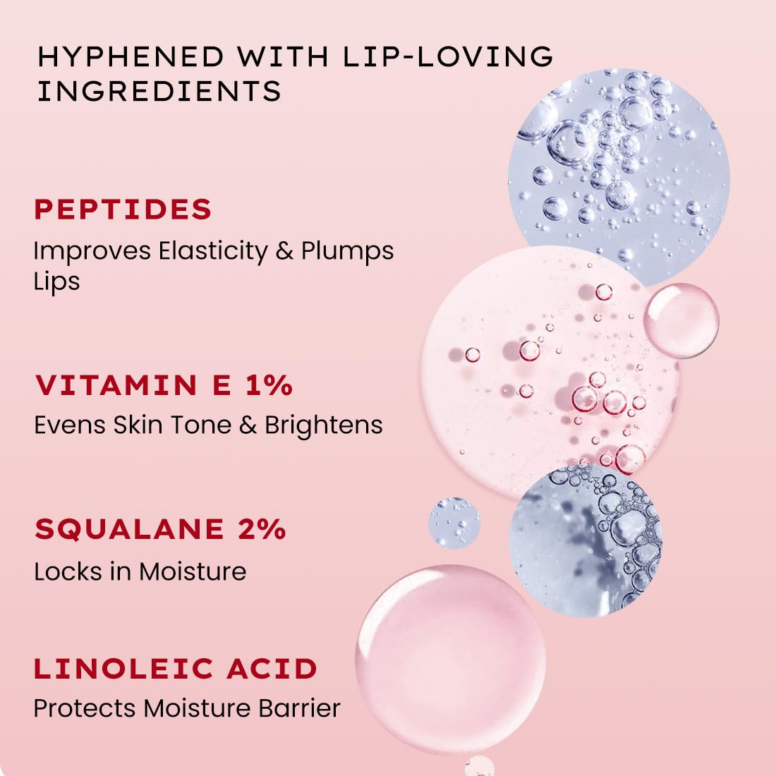 Hyphen Tinted Lip Balm | Brightens & Reduces Dark Lips & Pigmentation | 1% Vitamin E, Peptide & 2% Squalane | Jelly Glaze (Red Shade)- 10g