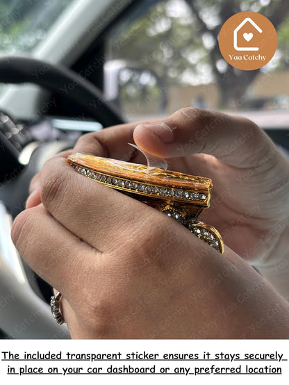 Balaji Tirupati Lord Venkateswara shanku Chakra Namah Stone Car Dashboard Idol with Hand Made Crystal Stones Hindu God Srinivasa.(Blessings on The Go) (Thirupathi Balaji Stone 11)