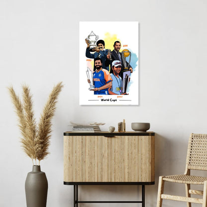 MS Dhoni Rohit Sharma KApil Dev Worldcup Winner Cricket Player, 12 x 18 Inch Unframed Poster For wall decoration home bedroom living room Paintings Hostel Boys Ideal For Cricket Fans