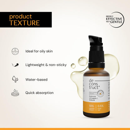 Deconstruct 10% Vitamin C Serum for Brightening | Powered by Liposomal Technology for Visible Glowing Skin | Targets Dull & Uneven Skin Tone | For Oily Skin | 30ml