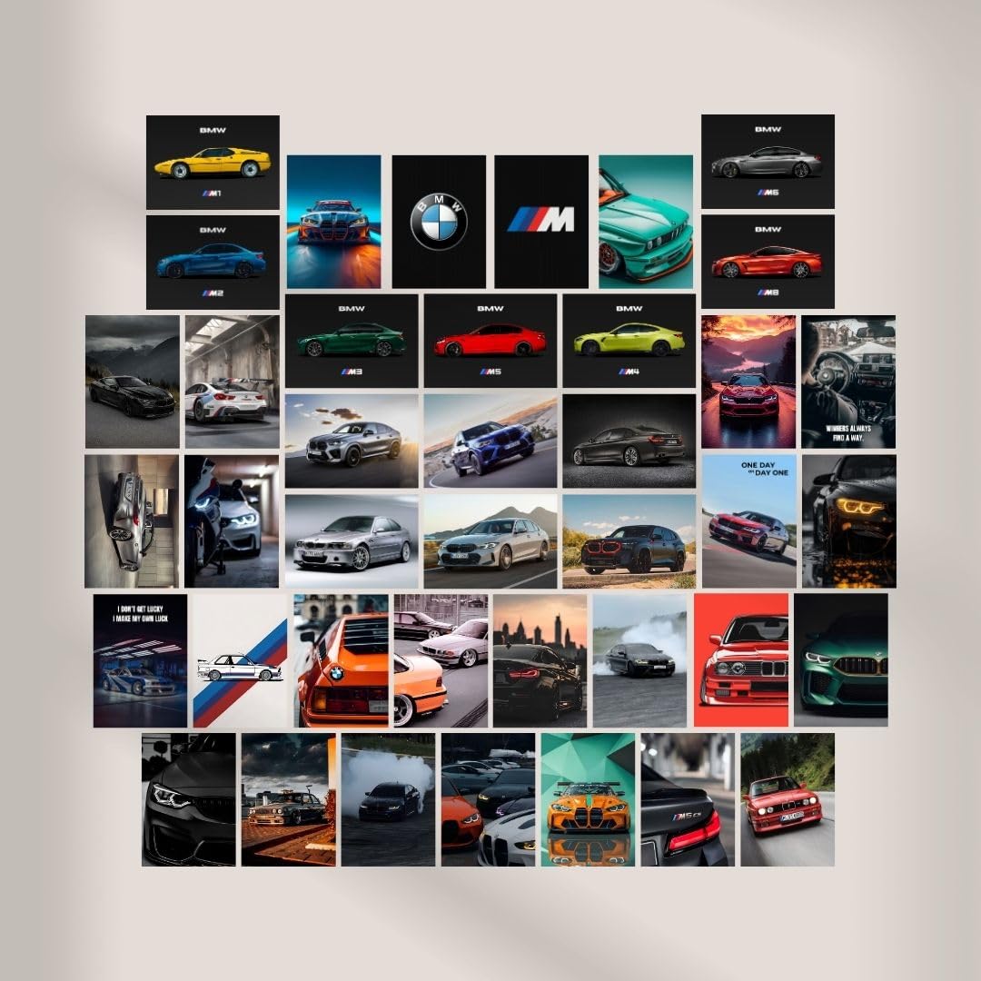 auraposter Paper BMW Car Posters (Set Of 40) Car Posters BMW M2, M3, M4, M5, M6 & M8 | (15 x10 cm) Sportscar Unframed Matt Laminated Poster