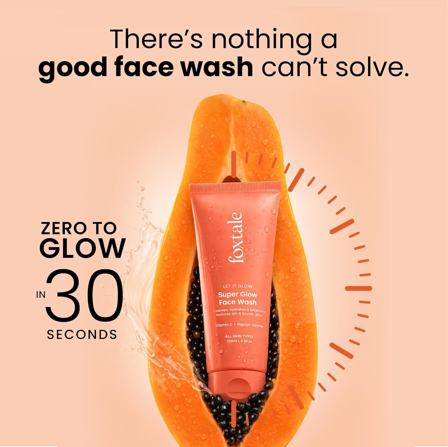 Foxtale Super Glow Detan Face Wash with Vitamin C & Papaya enzyme, Tan Removal, Brightens & Reduces Pigmentation, Gentle Exfoliation | 100ml