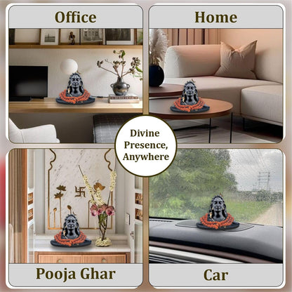 3 Inch Adiyogi Statue with Rudraksh Mala/Resin Car Dashboard Idols/Lord Shiva for Pooja/Mahadev Statues/Decorative Items for Home/Office(Black)