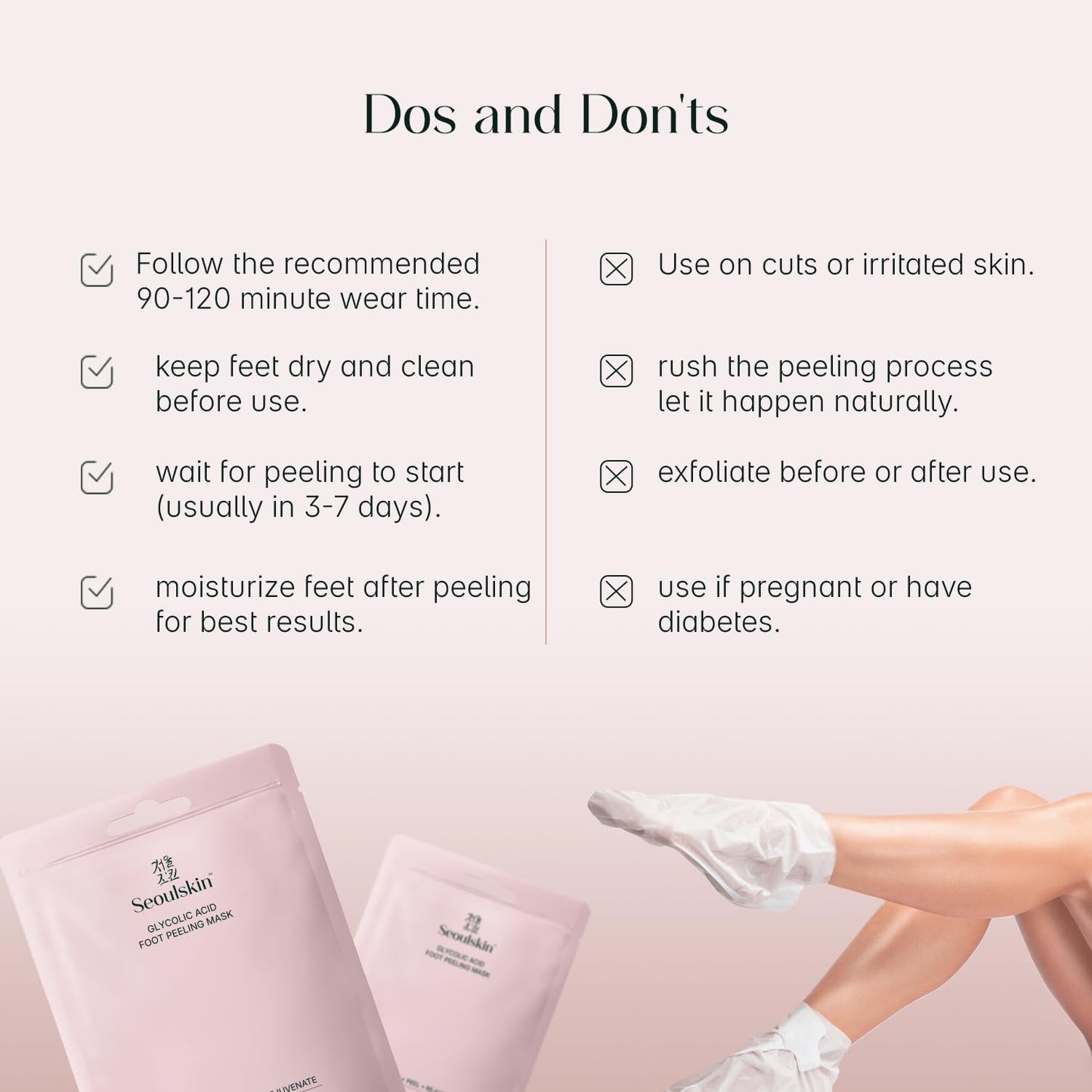 SeoulSkin Glycolic Acid Foot Peeling Mask (1 Pair), Korean Peeling & Exfoliating | Deep Exfoliation with Glycolic Acid, Removes Dead Skin, Cruelty-Free, Foot Peel Off Mask