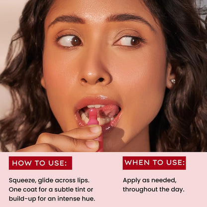 Hyphen Tinted Lip Balm | Brightens & Reduces Dark Lips & Pigmentation | 1% Vitamin E, Peptide & 2% Squalane | Jelly Glaze (Red Shade)- 10g