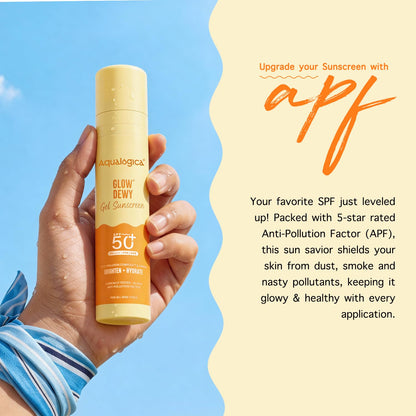 Aqualogica Glow+ Dewy Gel Sunscreen - 50 g | SPF 50+ PA++++ | Broad Spectrum UVA/B & Blue Light Protection | Lightweight | For Men & Women