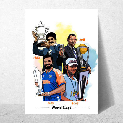 MS Dhoni Rohit Sharma KApil Dev Worldcup Winner Cricket Player, 12 x 18 Inch Unframed Poster For wall decoration home bedroom living room Paintings Hostel Boys Ideal For Cricket Fans