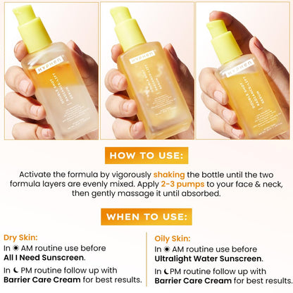 Hyphen 18% Brightening + 20% Collagen Face Serum | Double Shot Serum with 11% Mandarin 5% Niacinamide 2% PGA & Bakuchiol | Winter Skincare | Brightening, Hydrating & Collagen Boost for Dry Skin - 50ml