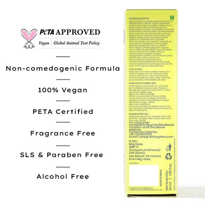 Hyphen All I Need Sunscreen SPF 50 PA++++ | No White Cast | In Vivo Tested | Brightens with Niacinamide, Kojic Acid & Vitamin C Rich Kakadu Plum | Hydrating Lightweight Non-Greasy UVA/UVB Protection | For Oily, Dry & All Skin Types | Women & Men | 50ml