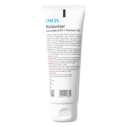 Cos-IQ CPM 2% Ceramides Moisturizer with Peptides for Intense Moisturizing and Skin Strengthening | Barrier Repair Cream | For Oily, Dry, Normal & Sensitive Skin | 100ml