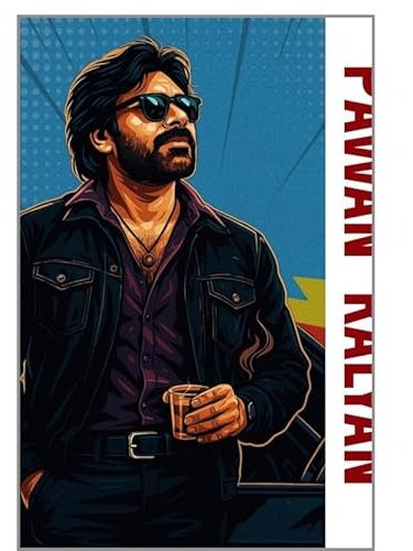 Dream World Decor Pawan Kalyan Power Star Poster | A4 350 GSM Glossy Wall Art | Telugu Cinema Superstar Collection | Fan Room, Office & Home Décor | V9