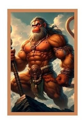 Aesthetic Lord Hanuman Poster, Bajrangbali Wallpaper Sticker for Strength and Devotion, HD Quality Print on 300 GSM A4 Size 8 * 12 Inch, Glue-Dots Included, God Posters for Wall V8