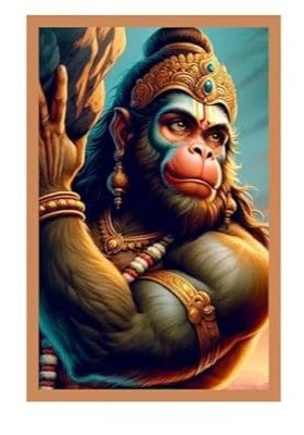 Aesthetic Lord Hanuman Poster, Bajrangbali Wallpaper Sticker for Strength and Devotion, HD Quality Print on 300 GSM A4 Size 8 * 12 Inch, Glue-Dots Included, God Posters for Wall V12