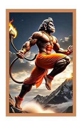 Aesthetic Lord Hanuman Poster, Bajrangbali Wallpaper Sticker for Strength and Devotion, HD Quality Print on 300 GSM A4 Size 8 * 12 Inch, Glue-Dots Included, God Posters for Wall V10