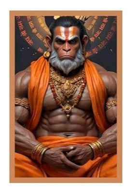 Aesthetic Lord Hanuman Poster, Bajrangbali Wallpaper Sticker for Strength and Devotion, HD Quality Print on 300 GSM A4 Size 8 * 12 Inch, Glue-Dots Included, God Posters for Wall V3